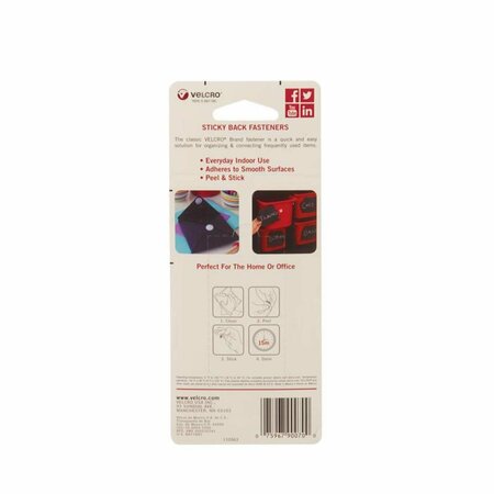 Velcro Brand Hook and loop Sticky Back 5/8 in. L 15 pk 90070